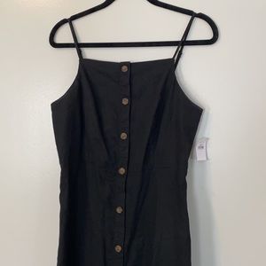 Old Navy Fit & Flare Black Midi Dress with buttons